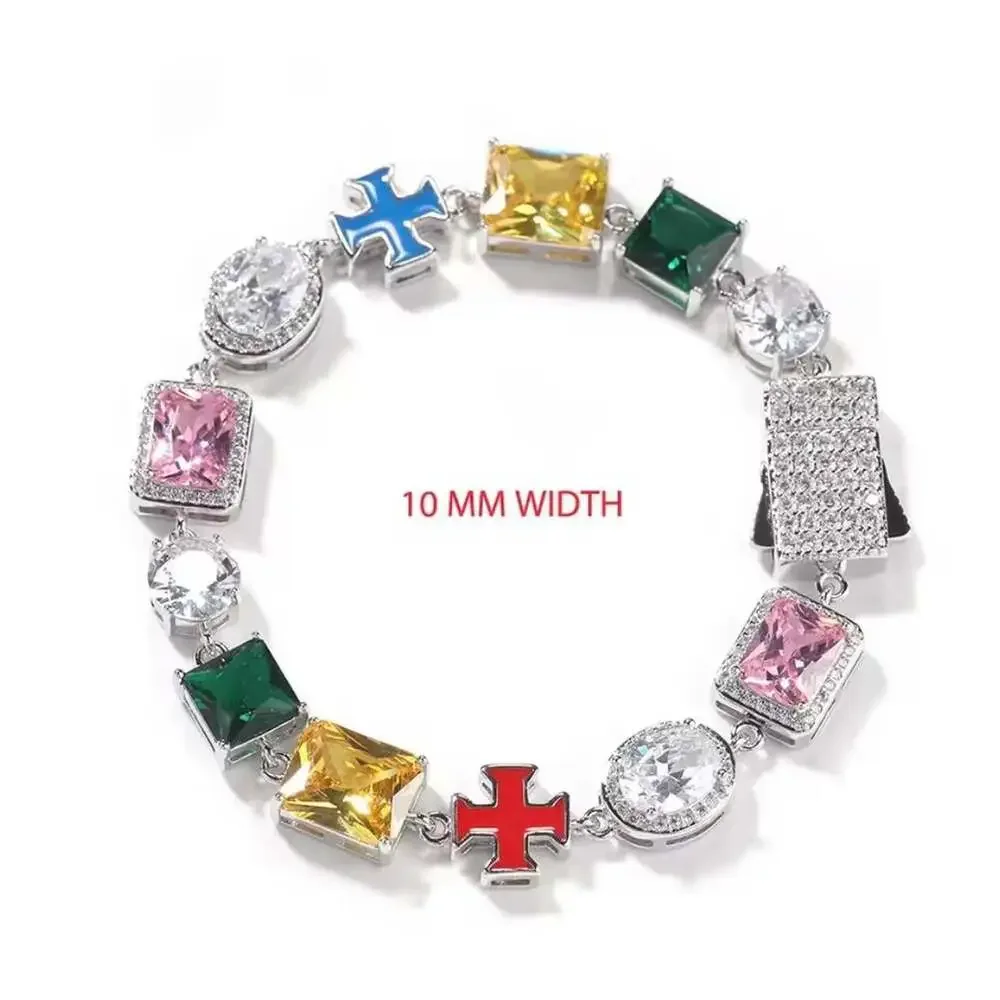 Multicoloured Cross Charm Bracelet With 1 A 0 E